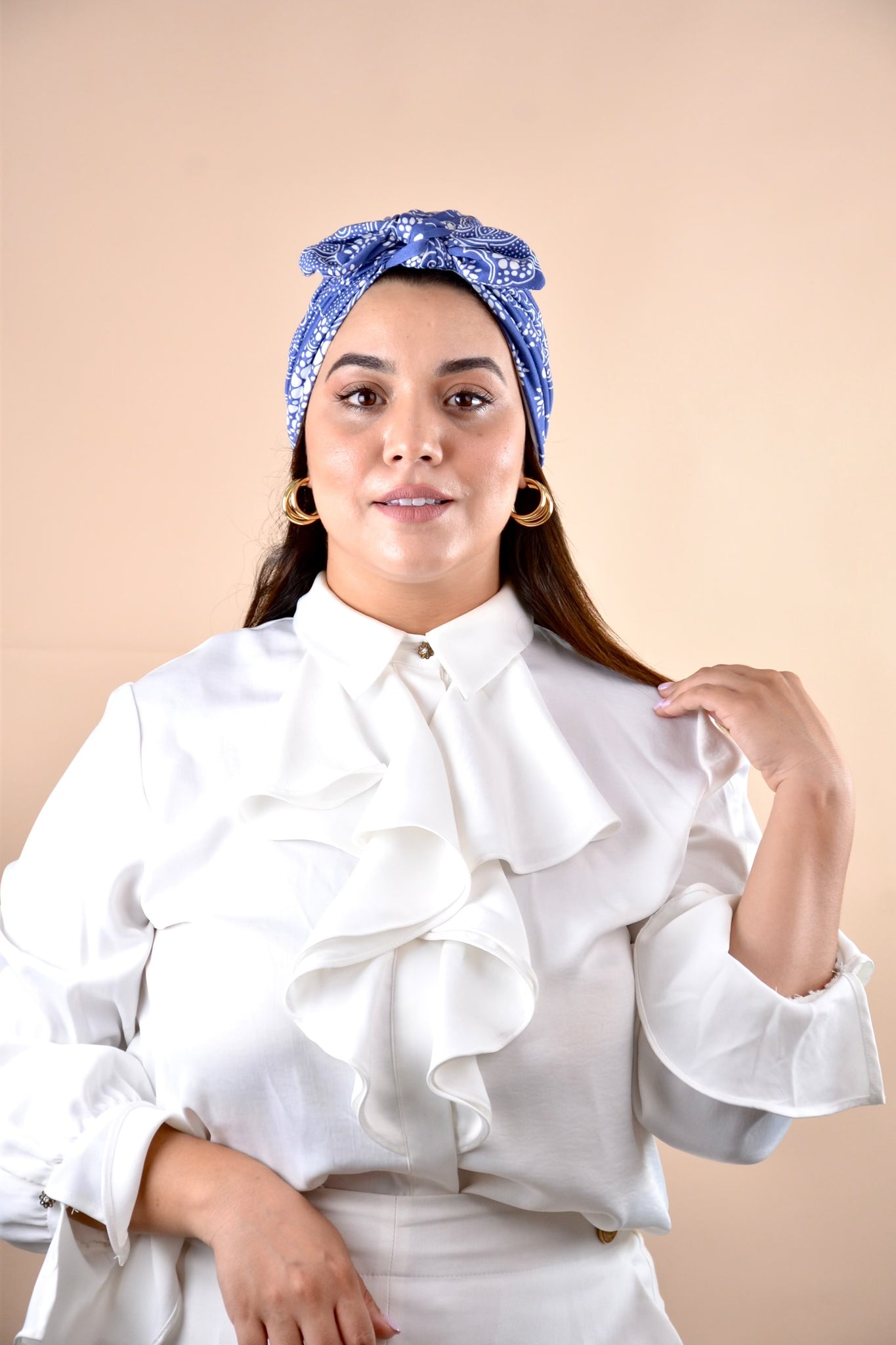 Nomad blue Printed cotton turban