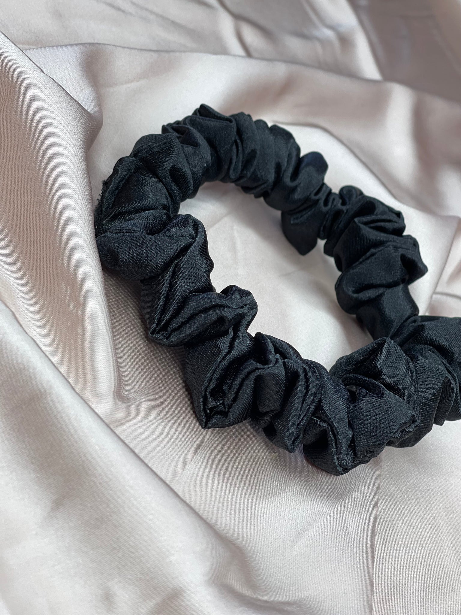 Black Petunia Mini- silk scrunchie